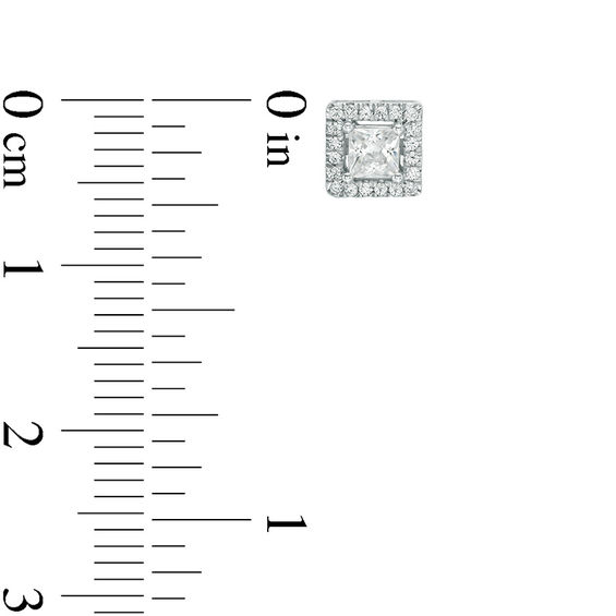 1/2 CT. T.w. Princess-Cut Diamond Square Frame Stud Earrings in 14K White Gold