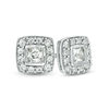 Thumbnail Image 1 of 1/2 CT. T.W. Princess-Cut Diamond Bezel Frame Stud Earrings in 10K White Gold