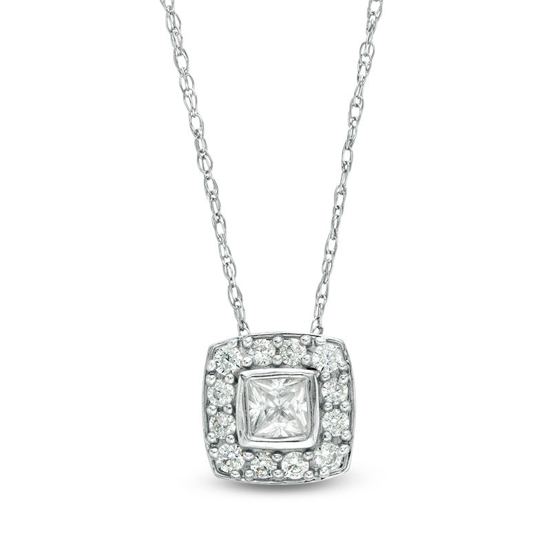 1/4 CT. T.W. Princess-Cut Diamond Frame Pendant in 10K White Gold