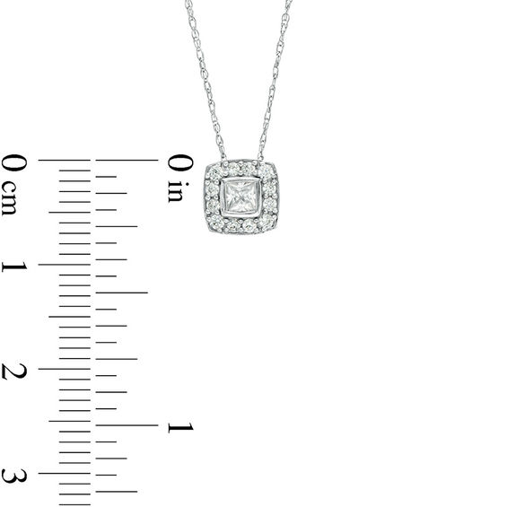 1/4 CT. T.w. Princess-Cut Diamond Frame Pendant in 10K White Gold