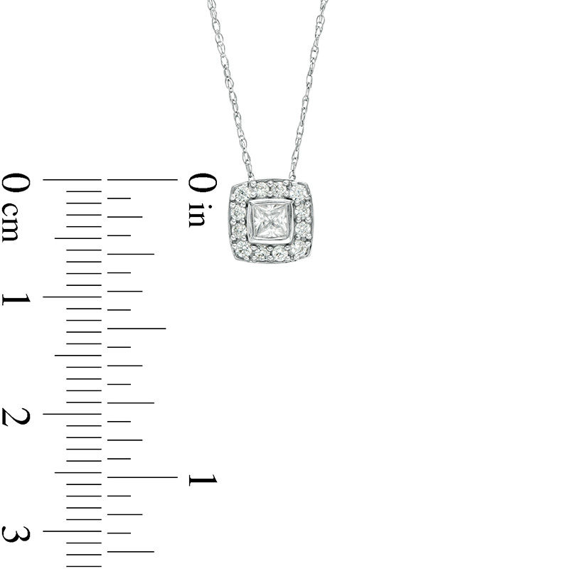 Main Image 3 of 1/4 CT. T.W. Princess-Cut Diamond Frame Pendant in 10K White Gold