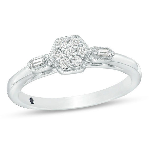 Cherished Promise Collectionâ¢ 1/6 CT. T.w. Composite Diamond Vintage-Style Promise Ring in Sterling Silver