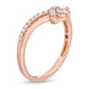 Thumbnail Image 3 of Cherished Promise Collection™ 1/6 CT. T.W. Baguette and Round Diamond Double Chevron Promise Ring in 10K Rose Gold