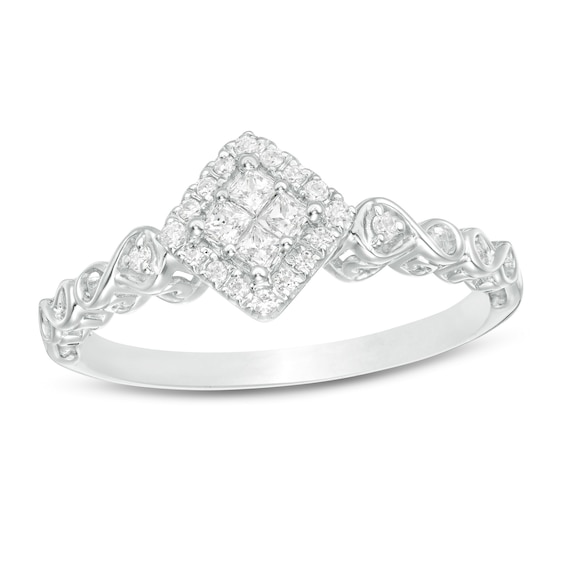 Cherished Promise Collectionâ¢ 1/5 CT. T.w. Quad Princess-Cut Diamond Frame Infinity Promise Ring in 10K White Gold