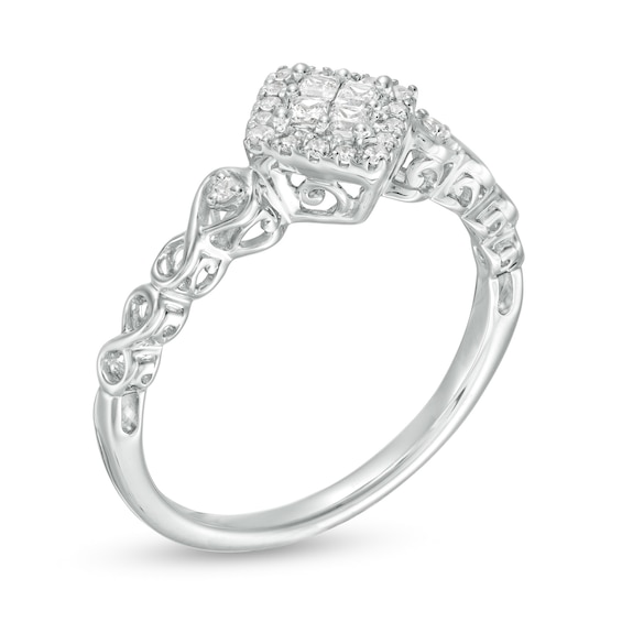 Cherished Promise Collectionâ¢ 1/5 CT. T.w. Quad Princess-Cut Diamond Frame Infinity Promise Ring in 10K White Gold