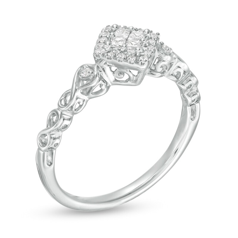 Cherished Promise Collection™ 1/5 CT. T.W. Quad Princess-Cut Diamond Frame Infinity Promise Ring in 10K White Gold