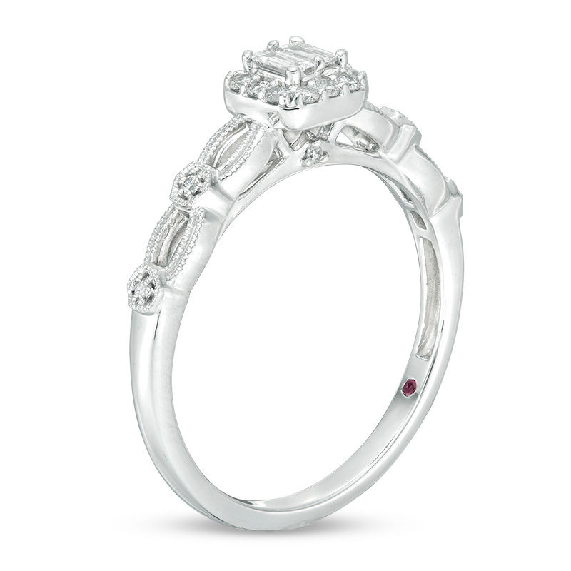 Cherished Promise Collection™ 1/5 CT. T.W. Composite Diamond Frame Vintage-Style Promise Ring in 10K White Gold
