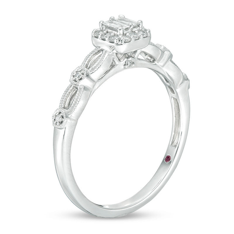 Main Image 3 of Cherished Promise Collection™ 1/5 CT. T.W. Composite Diamond Frame Vintage-Style Promise Ring in 10K White Gold