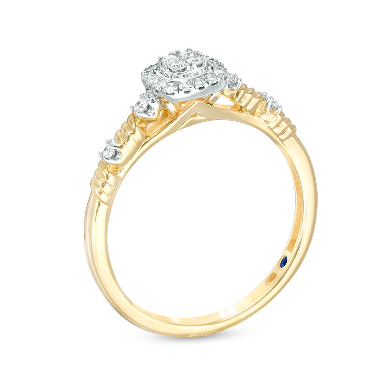 Cherished Promise Collection™ 1/6 CT. T.W. Quad Diamond Cushion Frame Twist Promise Ring in 10K Two-Tone Gold