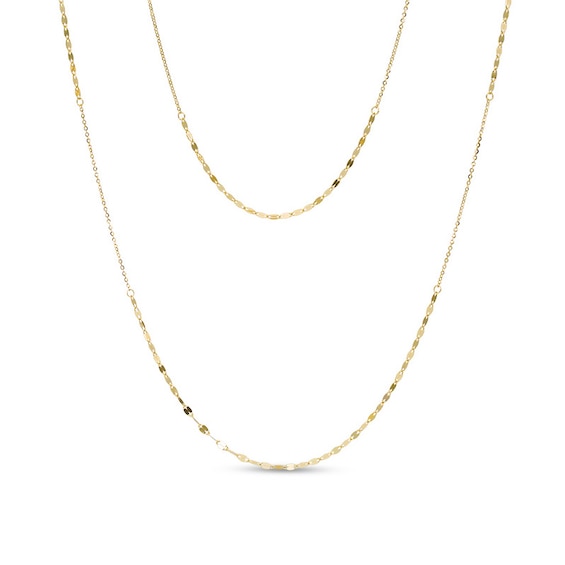Made in Italy Alternating Valentino and Cable Chain Double Strand Necklace in 14K Gold - 22"