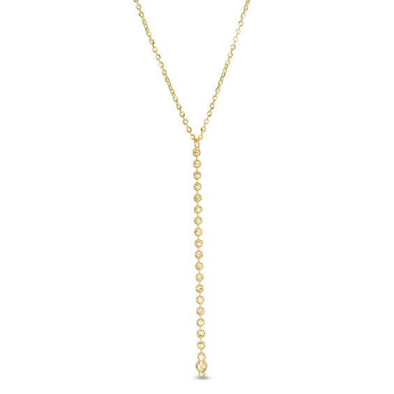 Made in Italy Linear Beaded Drop Pendant in 14K Gold - 20"