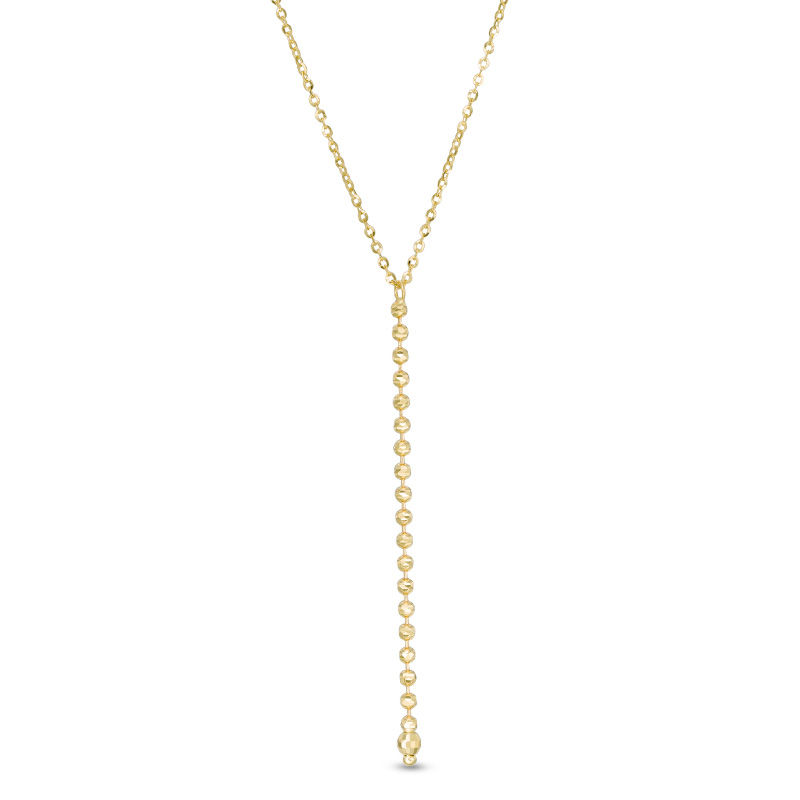 Made in Italy Linear Beaded Drop Pendant in 14K Gold - 20"
