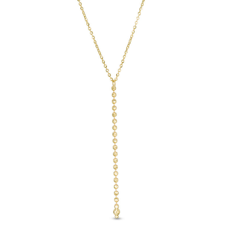 Made in Italy Linear Beaded Drop Pendant in 14K Gold - 20"