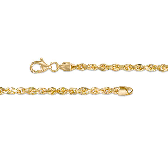 3.0mm Diamond-Cut Rope Chain Bracelet in Solid 14K Gold - 8.0"