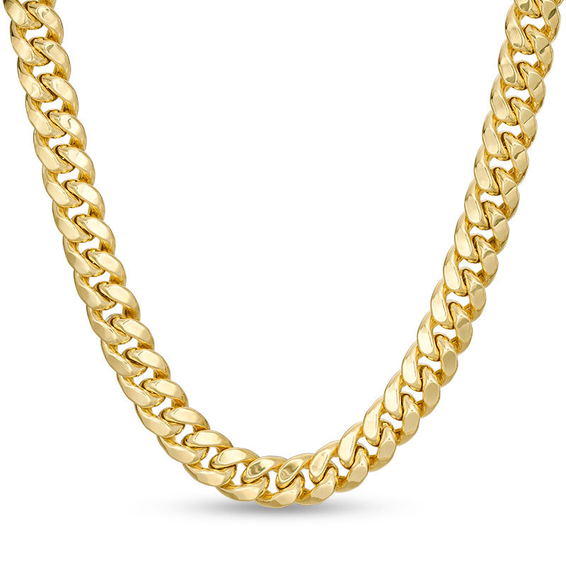 Men's 10.7mm Cuban Curb Chain Necklace in Hollow 14K Gold - 26"