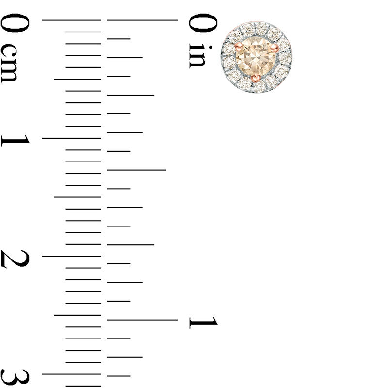 Main Image 3 of 1/2 CT. T.W. Champagne Diamond Frame Stud Earrings in 10K Rose Gold