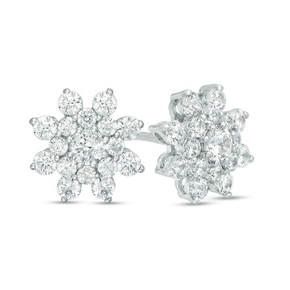 1 CT. T.w. Diamond Starburst Stud Earrings in 10K White Gold