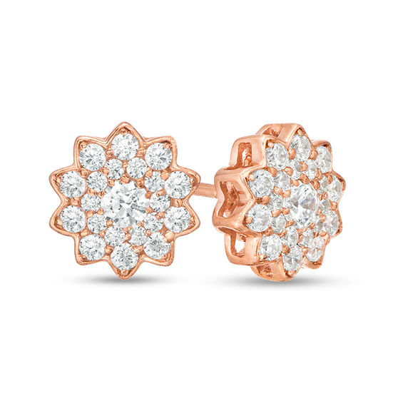 1/2 CT. T.W. Diamond Flower Stud Earrings in 10K Rose Gold | Zales