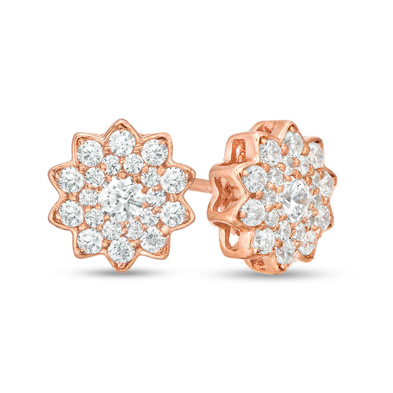 1/2 CT. T.W. Diamond Flower Stud Earrings in 10K Rose Gold | Zales