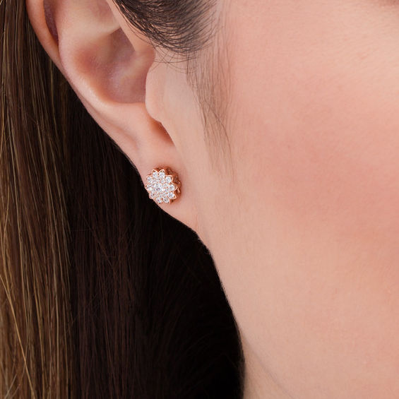 1/2 CT. T.w. Diamond Flower Stud Earrings in 10K Rose Gold