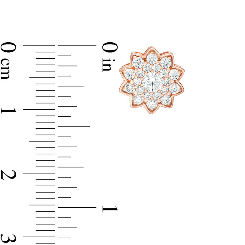 Main Image 3 of 1 CT. T.W. Diamond Flower Stud Earrings in 10K Rose Gold
