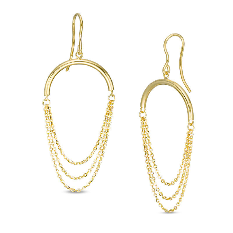 Main Image 1 of Made in Italy Semi-Circle Multi-Strand Chain Drop Earrings in 14K Gold