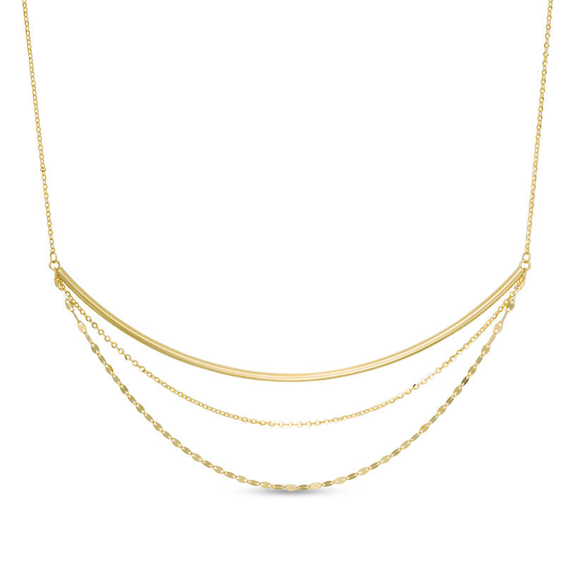 Made in Italy Curved Bar Multi-Strand Necklace in 14K Gold - 20"