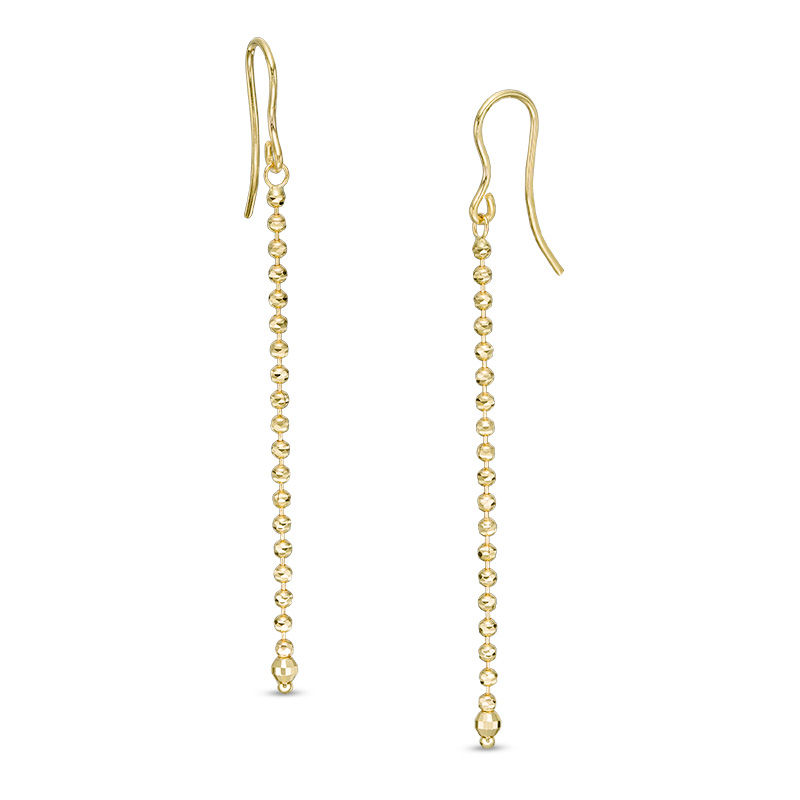Main Image 1 of Made in Italy Diamond-Cut Beaded Drop Earrings in 14K Gold