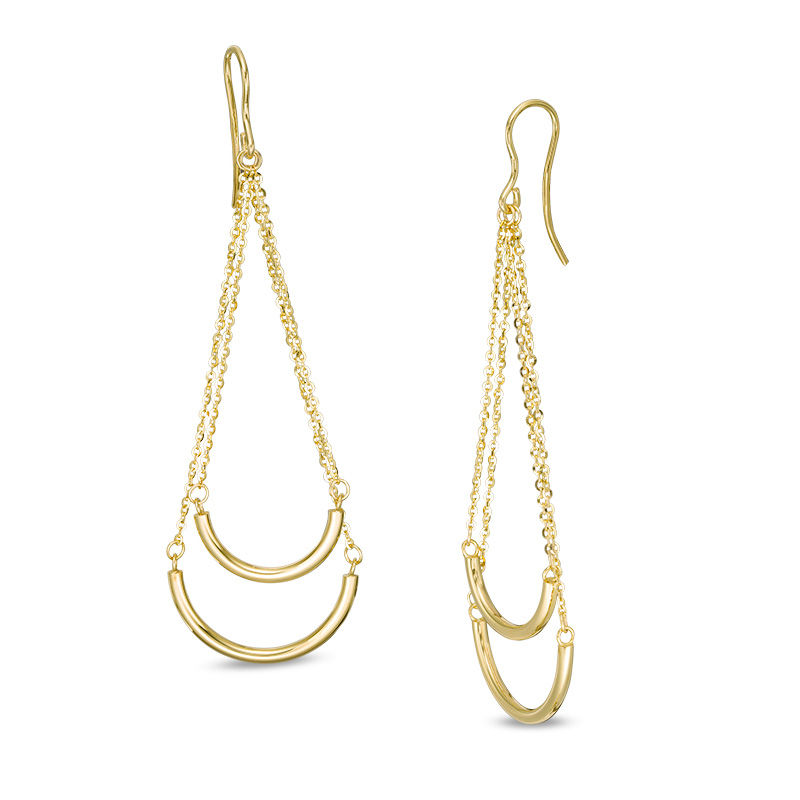 Main Image 1 of Made in Italy Double Strand Pendulum Drop Earrings in 14K Gold