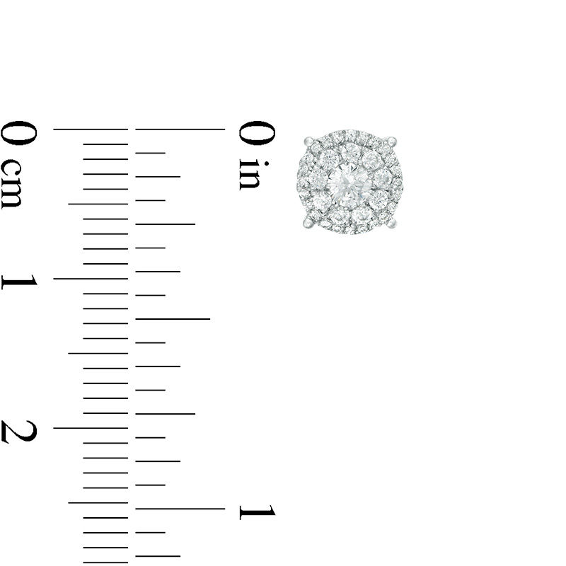 Main Image 3 of 1/2 CT. T.W. Diamond Double Frame Pattern Basket Stud Earrings in 10K White Gold
