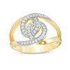 1/4 CT. T.W. Diamond Interlocking Loop Open Shank Ring in Sterling Silver with 14K Gold Plate