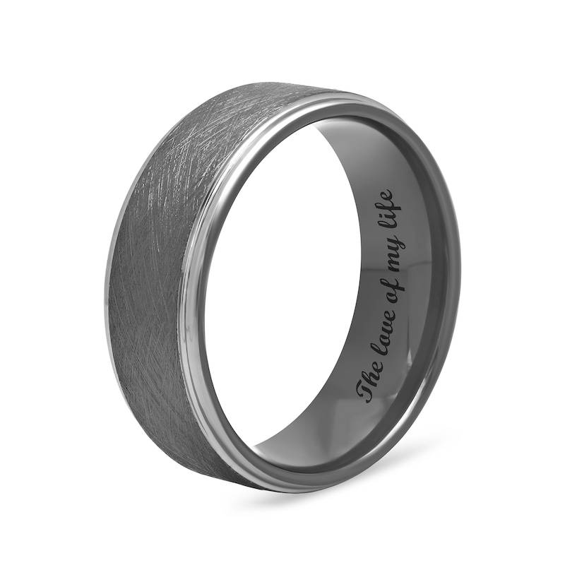 Main Image 4 of 8.0mm Engravable Wedding Band in Tantalum with Black Ion Plate (1 Line)