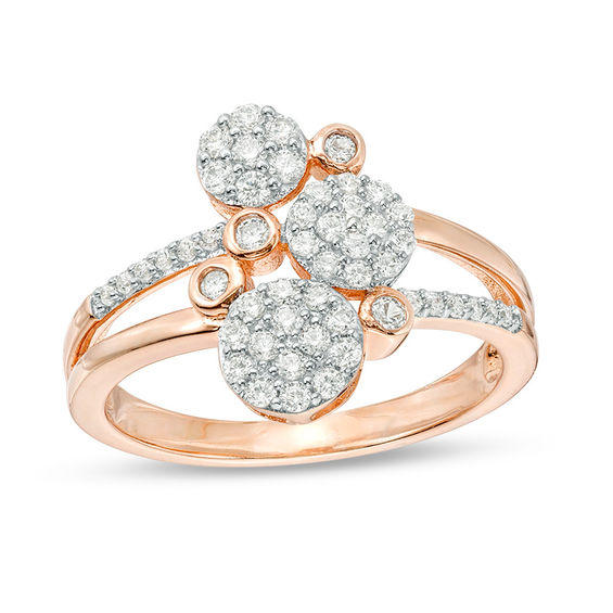 1/2 CT. T.W. Composite Diamond Scatter Bypass Ring in Sterling Silver with 14K Rose Gold Plate 1/2 CT. T.W. Composite Diamond Scatter Bypass Ring in Sterling Silver with 14K Rose Gold Plate