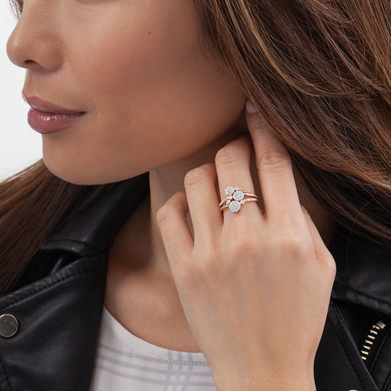 1/2 CT. T.W. Composite Diamond Scatter Bypass Ring in Sterling Silver with 14K Rose Gold Plate 1/2 CT. T.W. Composite Diamond Scatter Bypass Ring in Sterling Silver with 14K Rose Gold Plate