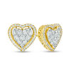 Thumbnail Image 1 of 3/4 CT. T.W. Composite Diamond Heart Frame Stud Earrings in 10K Gold