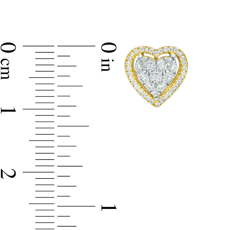 Main Image 3 of 3/4 CT. T.W. Composite Diamond Heart Frame Stud Earrings in 10K Gold
