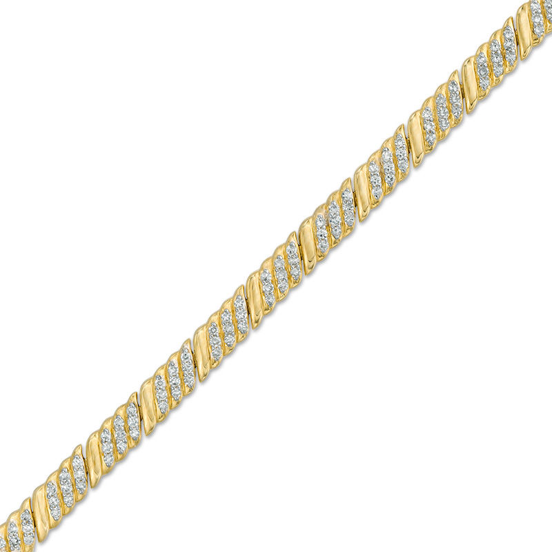 Main Image 1 of 1 CT. T.W. Diamond Slant Link Bracelet in 10K Gold - 7.25"