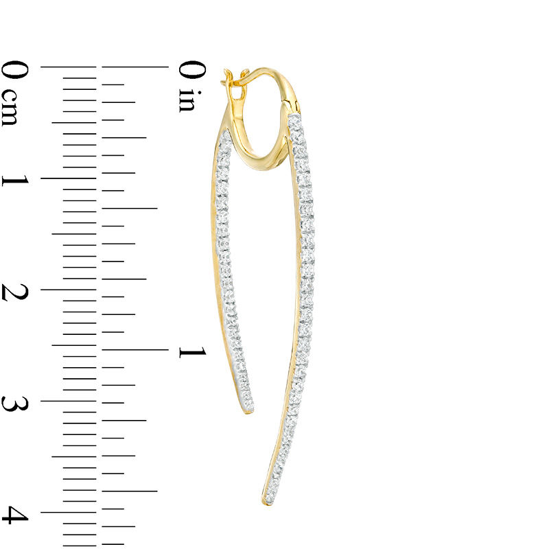 Main Image 3 of 1/2 CT. T.W. Diamond Inside-Out Open Hoop Earrings in 10K Gold