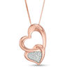 Thumbnail Image 1 of 1/15 CT. T.W. Composite Diamond Tilted Double Heart Pendant in Sterling Silver with 10K Rose Gold
