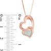Thumbnail Image 3 of 1/15 CT. T.W. Composite Diamond Tilted Double Heart Pendant in Sterling Silver with 10K Rose Gold
