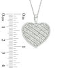 Thumbnail Image 3 of 1 CT. T.W. Baguette and Round Diamond Multi-Row Heart Pendant in 10K White Gold
