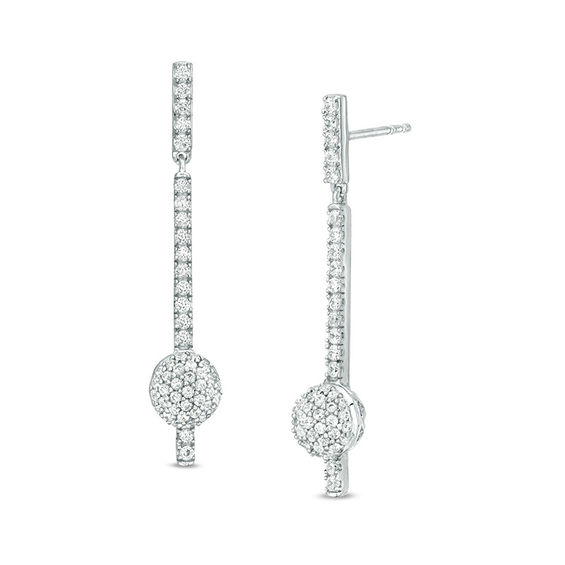 1/2 CT. T.W. Diamond Bar with Ball Drop Earrings in 10K White Gold 1/2 CT. T.W. Diamond Bar with Ball Drop Earrings in 10K White Gold