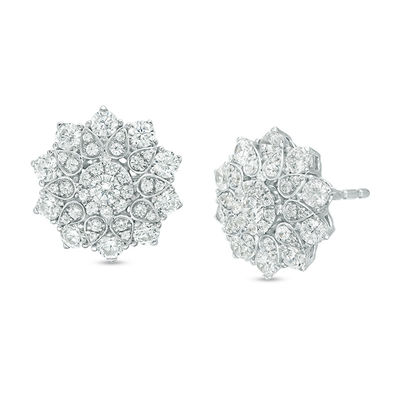 1 3 Ct T W Diamond Solitaire Stud Earrings In 14k White Gold