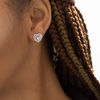 Thumbnail Image 2 of 1/2 CT. T.W. Diamond Double Frame Heart Stud Earrings in 10K Two-Tone Gold