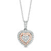 Thumbnail Image 1 of 1/4 CT. T.W. Diamond Double Frame Heart Pendant in 10K Two-Tone Gold
