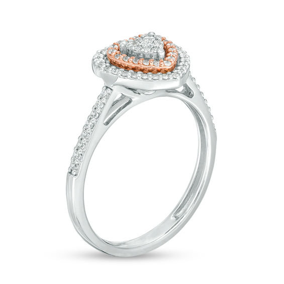 1/3 CT. T.w. Composite Diamond Double Heart Frame Ring in 10K Two-Tone Gold