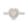 Thumbnail Image 3 of 1/3 CT. T.W. Composite Diamond Double Heart Frame Ring in 10K Two-Tone Gold