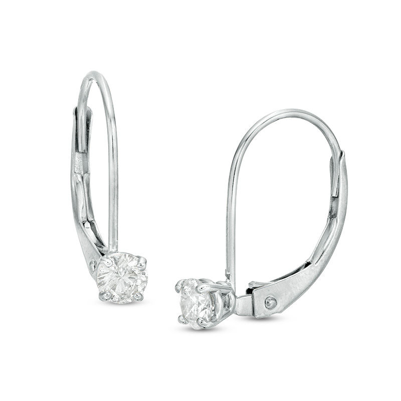 1/3 CT. T.W. Certified Diamond Solitaire Drop Earrings in 14K White ...