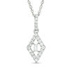 Thumbnail Image 1 of 1/3 CT. T.W. Baguette and Round Diamond Frame Kite Pendant in 10K White Gold