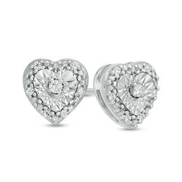 Diamond Accent Heart Outline Stud Earrings in Sterling Silver | Peoples Jewellers